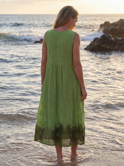 Kapua | Womens Casual Everyday Textured Gathered Midi Beach Dress 5