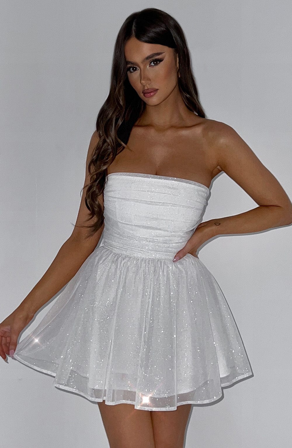 Kate | Womens Party Off Shoulder Fitted Shimmering Mini Dress 1