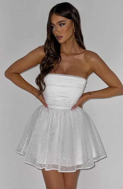 Kate | Womens Party Off Shoulder Fitted Shimmering Mini Dress 4