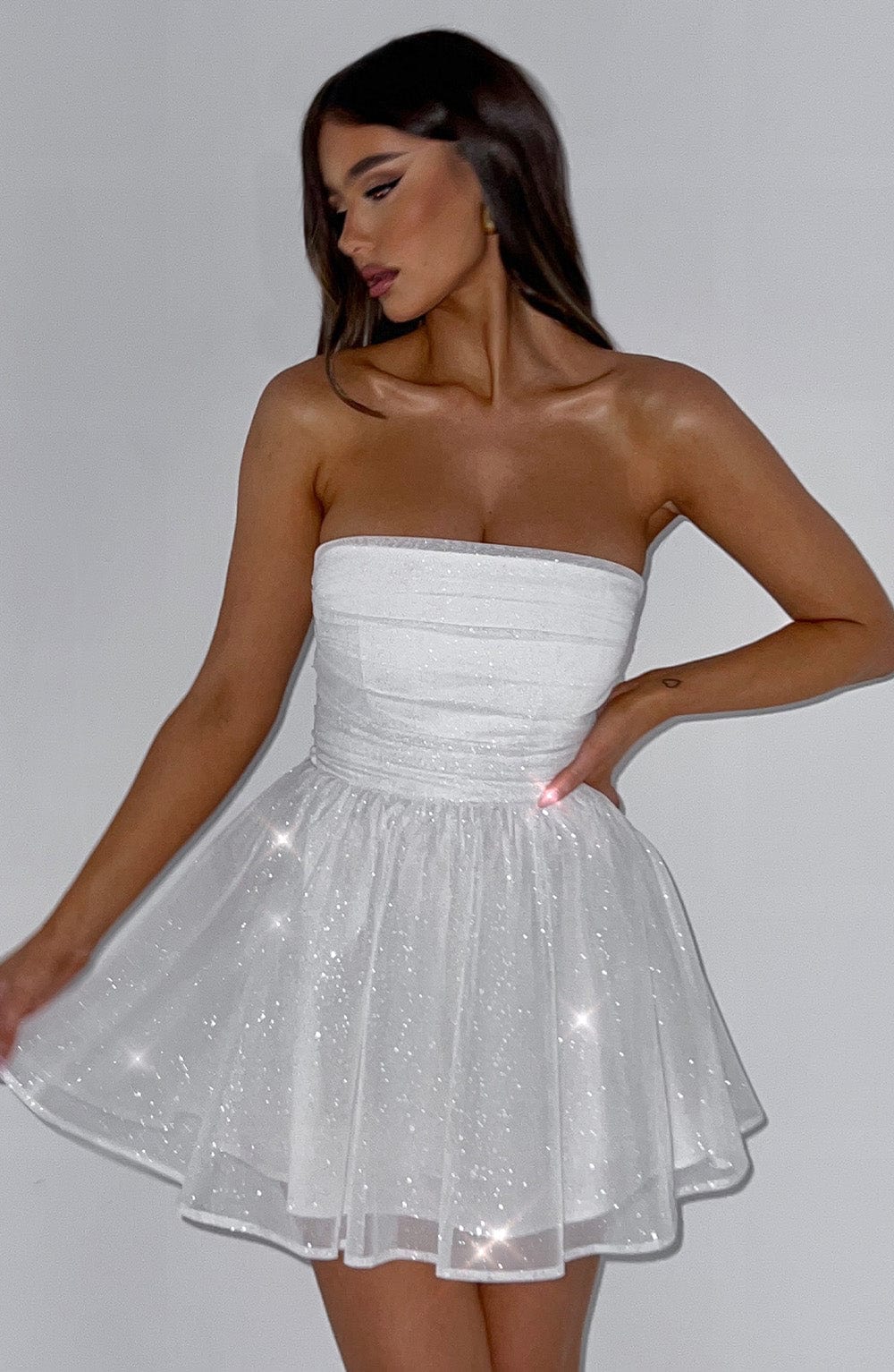 Kate | Womens Party Off Shoulder Fitted Shimmering Mini Dress 5