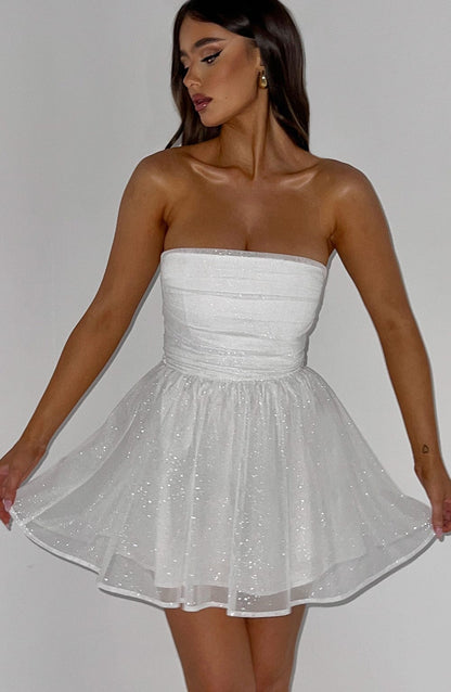 Kate | Womens Party Off Shoulder Fitted Shimmering Mini Dress 6
