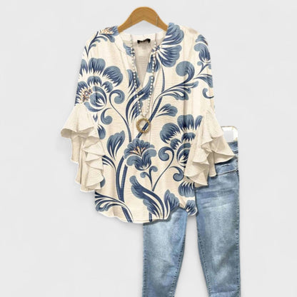 Kay | Womens Casual Relaxed Fit Short Sleeve Lightweight Blouse 1