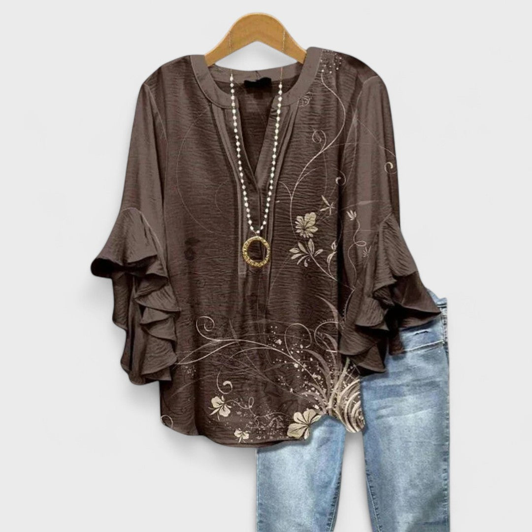 Kay | Womens Casual Relaxed Fit Short Sleeve Lightweight Blouse 4