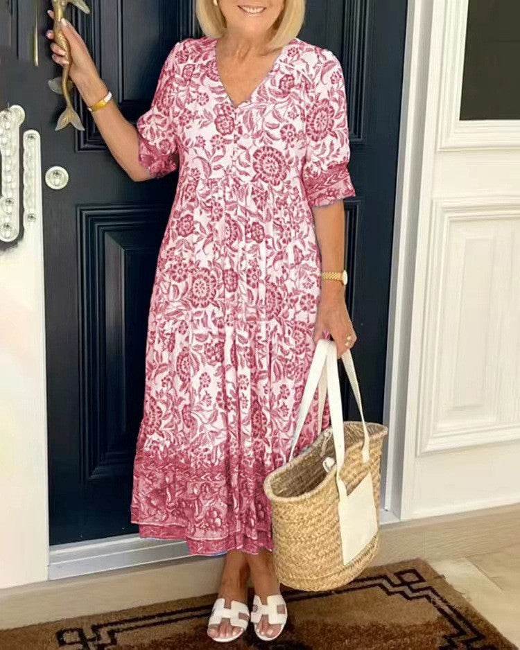 Keisha | Womens Wedding Guest Chiffon V-Neck Sleeveless Fitted Floral Maxi Dress 3