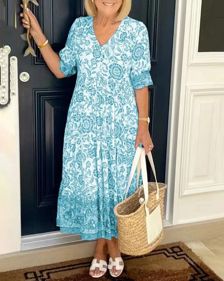 Keisha | Womens Wedding Guest Chiffon V-Neck Sleeveless Fitted Floral Maxi Dress 5