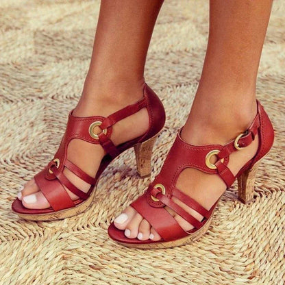 Kensi | Women Heeled Sandals Slip On Open Toe Stable Heel Elegant Everyday Sandals 4
