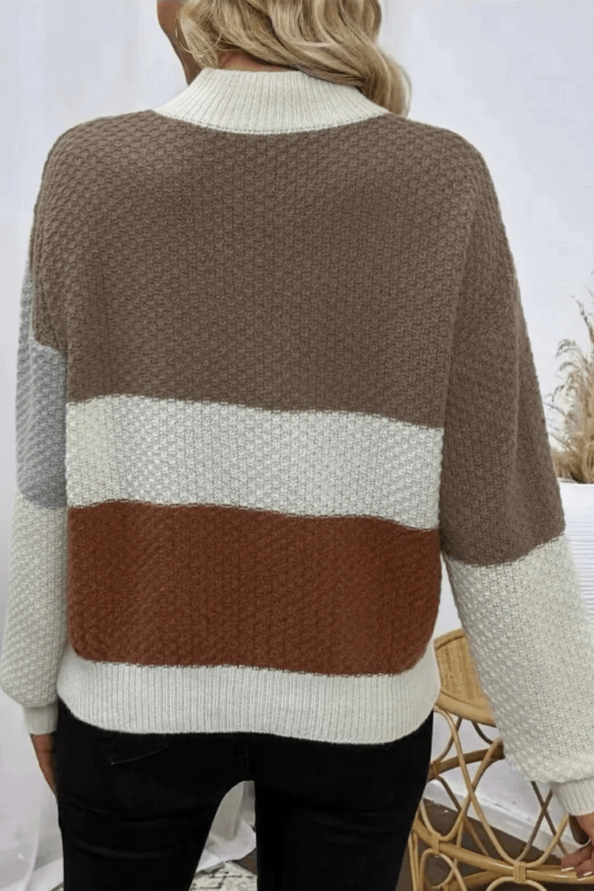 Cecily | Women Textured Patchwork Relaxed Fit Knit Sweatshirt 2
