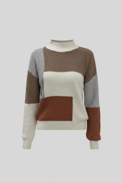 Cecily | Women Textured Patchwork Relaxed Fit Knit Sweatshirt 3