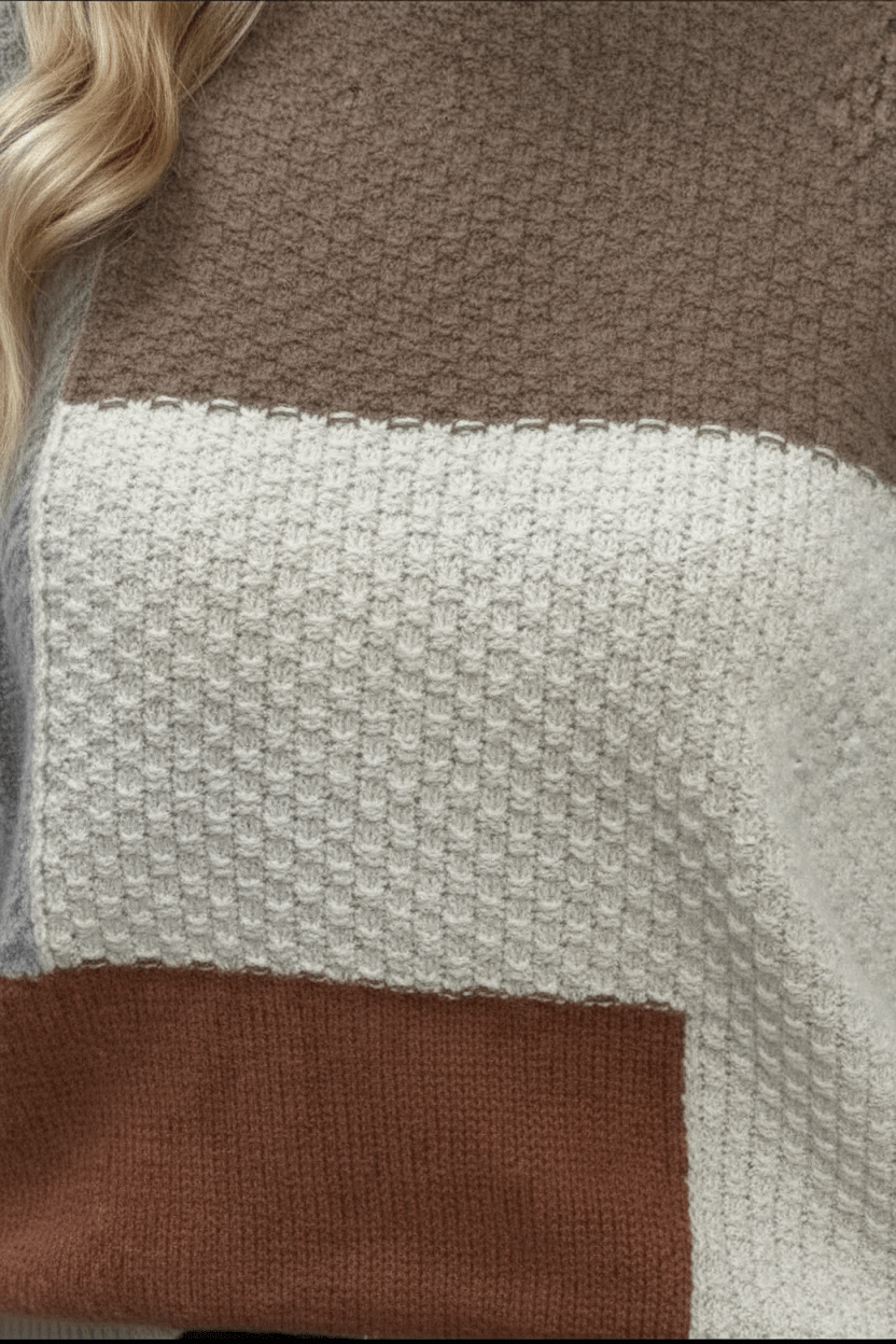 Cecily | Women Textured Patchwork Relaxed Fit Knit Sweatshirt 5