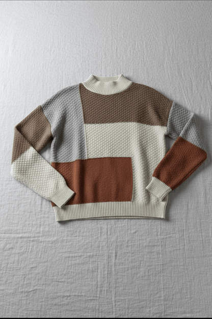 Cecily | Women Textured Patchwork Relaxed Fit Knit Sweatshirt 7