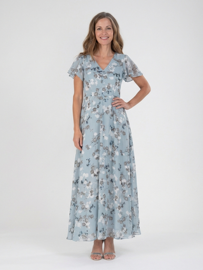 Knowledge | Womens Wedding Guest Chiffon Tiered Skirt Maxi Dress 1