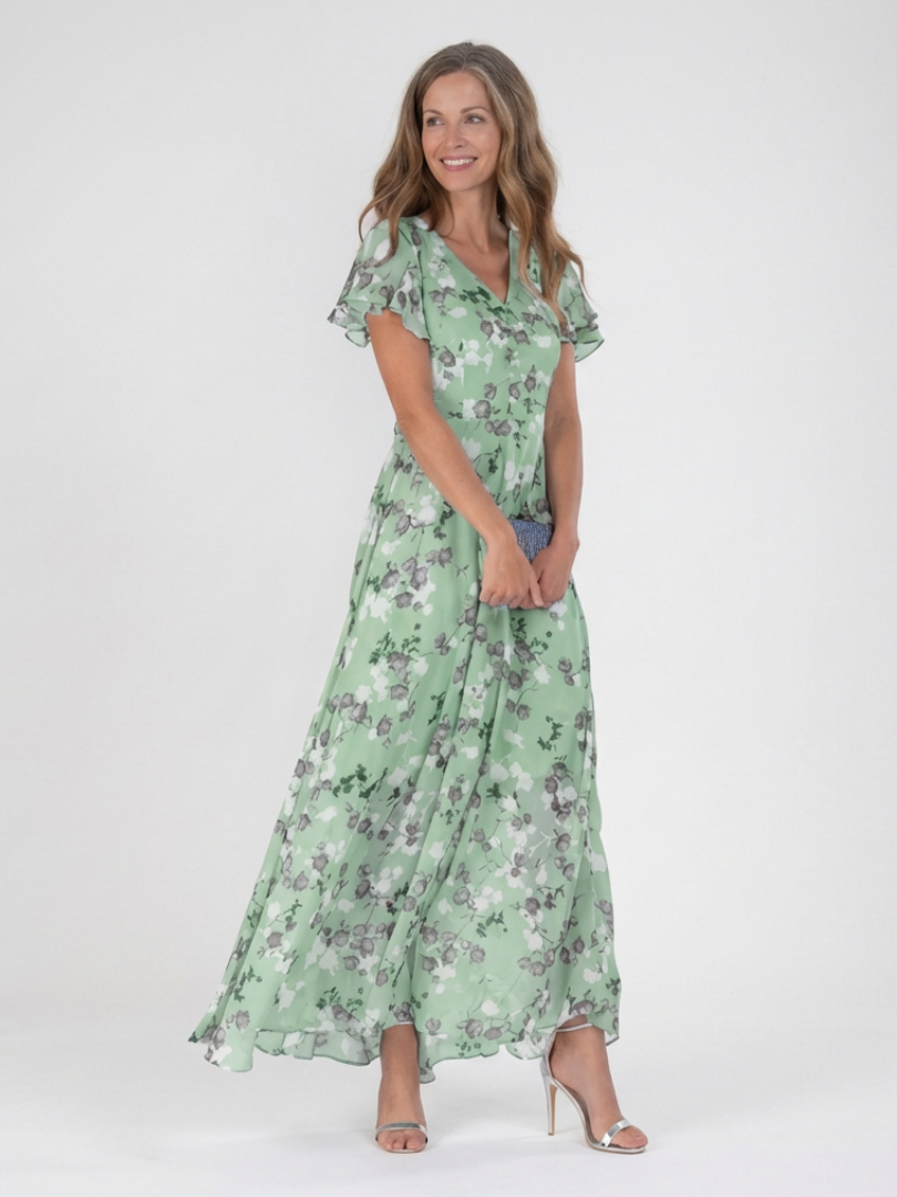 Knowledge | Womens Wedding Guest Chiffon Tiered Skirt Maxi Dress 4