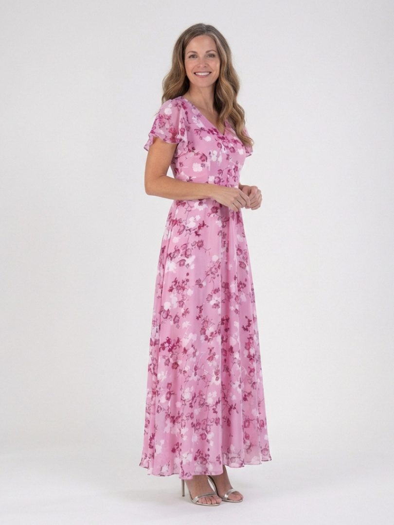 Knowledge | Womens Wedding Guest Chiffon Tiered Skirt Maxi Dress 6
