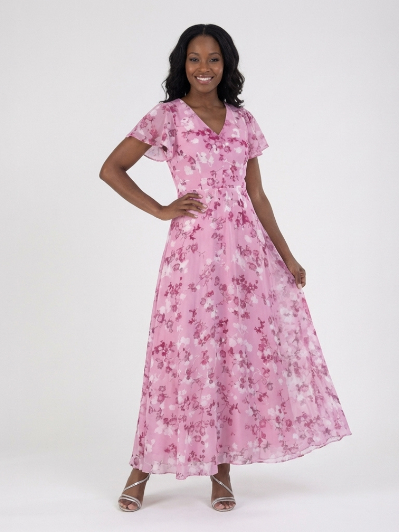 Knowledge | Womens Wedding Guest Chiffon Tiered Skirt Maxi Dress 7