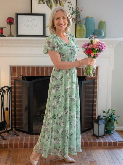 Knowledge | Womens Wedding Guest Chiffon Tiered Skirt Maxi Dress 8