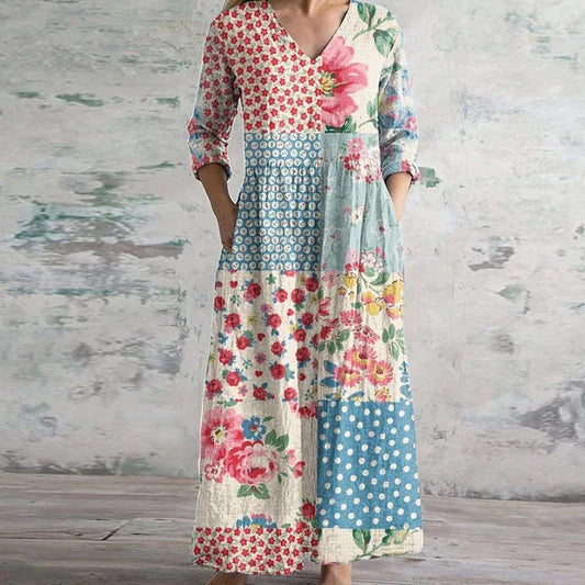 Kristen™ | Womens Wedding Guest Chiffon Cowl Neck Sleeveless A-Line Floral Maxi Dress 1