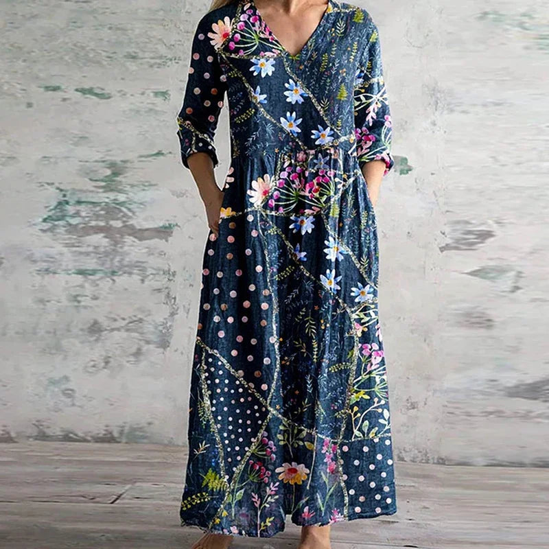 Kristen™ | Womens Wedding Guest Chiffon Cowl Neck Sleeveless A-Line Floral Maxi Dress 2