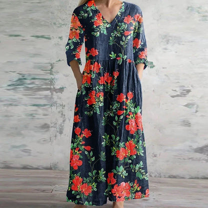 Kristen™ | Womens Wedding Guest Chiffon Cowl Neck Sleeveless A-Line Floral Maxi Dress 4