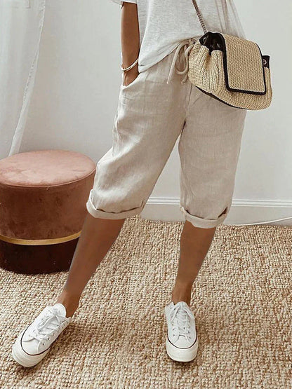 Kaia | Women Elastic Waist Above Knee Relaxed Fit Casual Shorts with Drawstrings 2