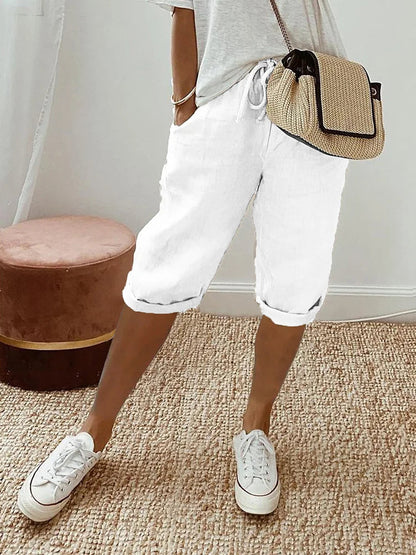 Kaia | Women Elastic Waist Above Knee Relaxed Fit Casual Shorts with Drawstrings 5