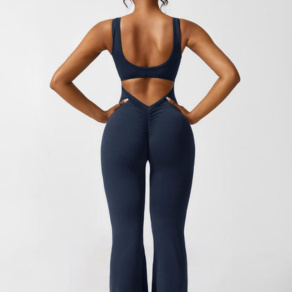 Liora | Women Flared Backless Jumpsuit Deep V-Neck Casual Stylish 2