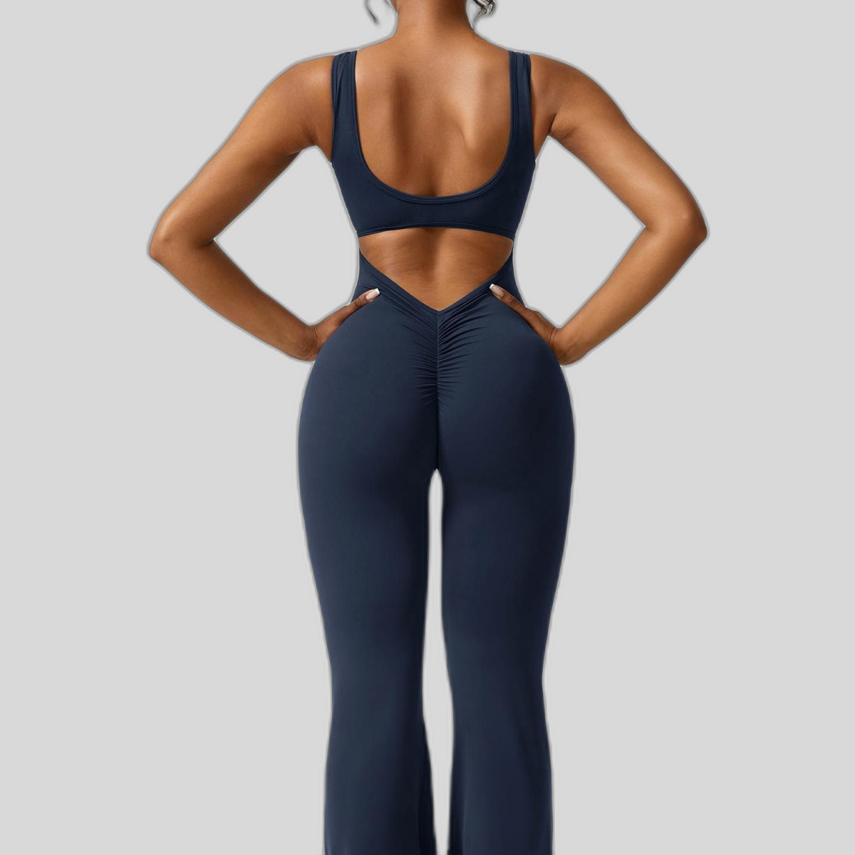 Liora | Women Flared Backless Jumpsuit Deep V-Neck Casual Stylish 3