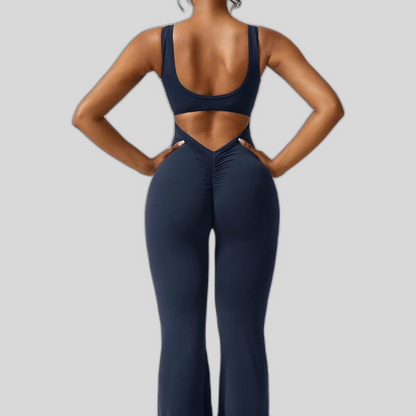 Liora | Women Flared Backless Jumpsuit Deep V-Neck Casual Stylish 3