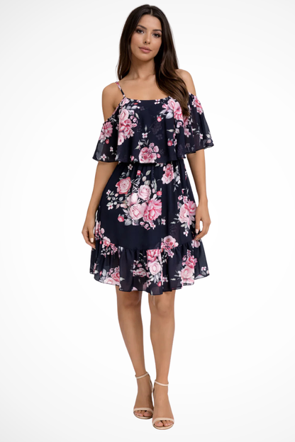 Liora | Women Summer Dress Off Shoulder Floral Ruffle Relaxed Mini Dress 3