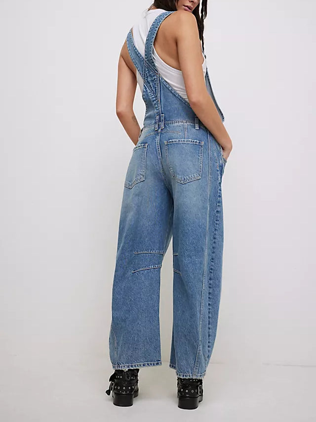 Livia | Women Loose Fit Denim Dungarees Adjustable Straps Casual Style 3
