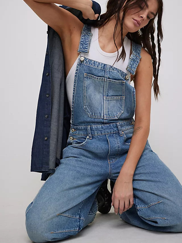 Livia | Women Loose Fit Denim Dungarees Adjustable Straps Casual Style 4