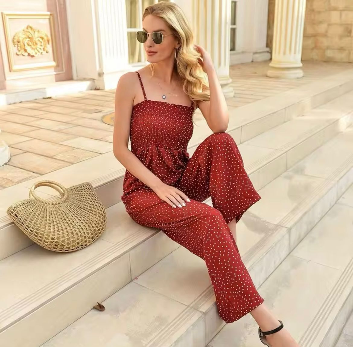 Livia | Women Relaxed Fit Wide Leg Jumpsuit Sleeveless V-Neck Casual 6