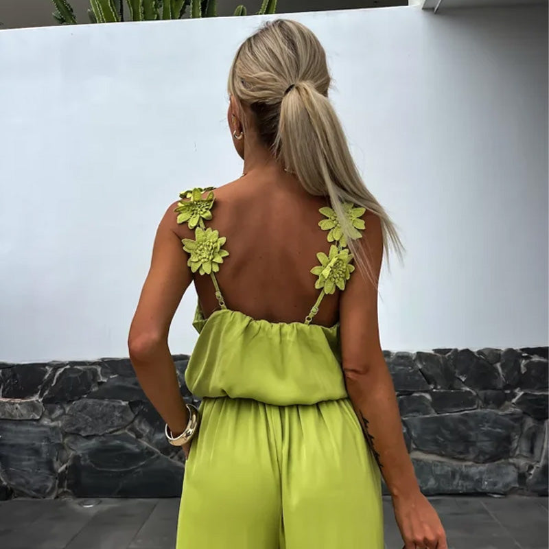 Livia | Women Relaxed Wide Leg Jumpsuit Sleeveless V-Neck Summer Chic 8