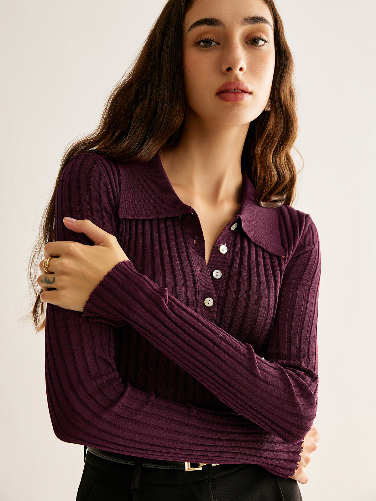 Luna | Women’s Fitted Long Sleeve Minimalist Top 6