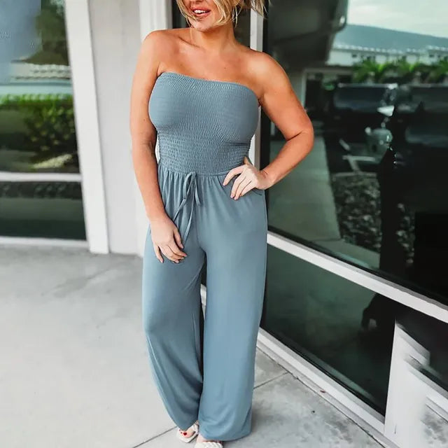 Lora | Women Sleeveless Wide Leg Jumpsuit V-Neck Belted Relaxed Fit Casual 6