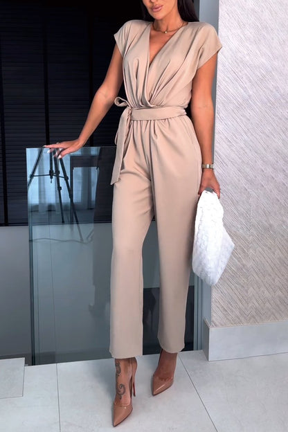 Luna | Women Relaxed Fit Wide Leg Jumpsuit Sleeveless V-Neck Casual 2