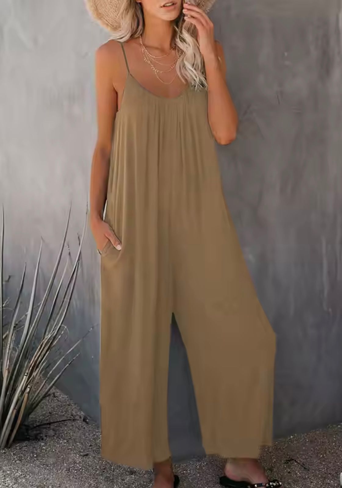 Luna | Relaxed Wide Leg Summer Jumpsuit with Pockets Elegant V-Neck Sleeveless Romper Comfortable Boho Casual One-Piece 6