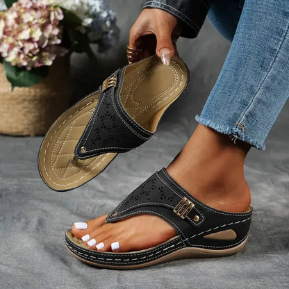 Luna | Womens Orthopedic Slip On Wedge Sandals with Arch Support and Gentle Lift for Everyday Comfort 1