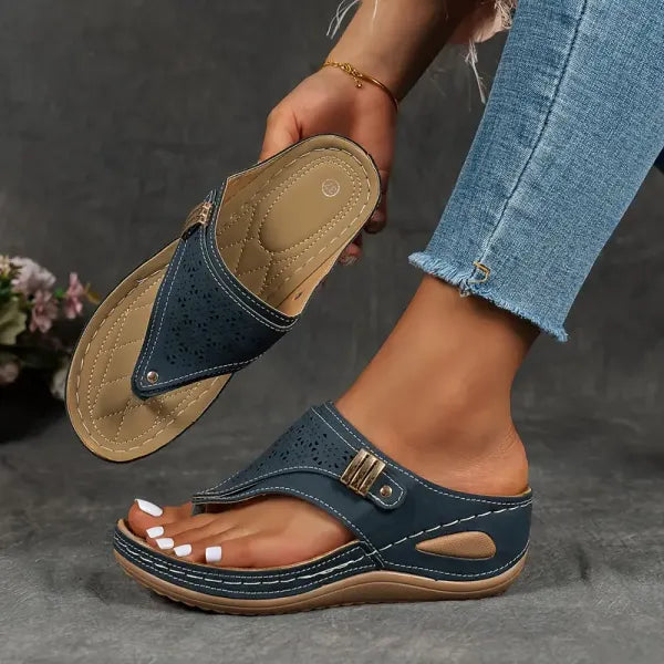 Luna | Womens Orthopedic Slip On Wedge Sandals with Arch Support and Gentle Lift for Everyday Comfort 2