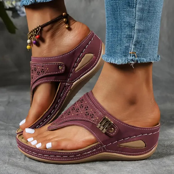 Luna | Womens Orthopedic Slip On Wedge Sandals with Arch Support and Gentle Lift for Everyday Comfort 3