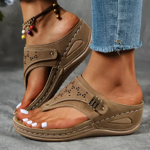 Luna | Womens Orthopedic Slip On Wedge Sandals with Arch Support and Gentle Lift for Everyday Comfort 4