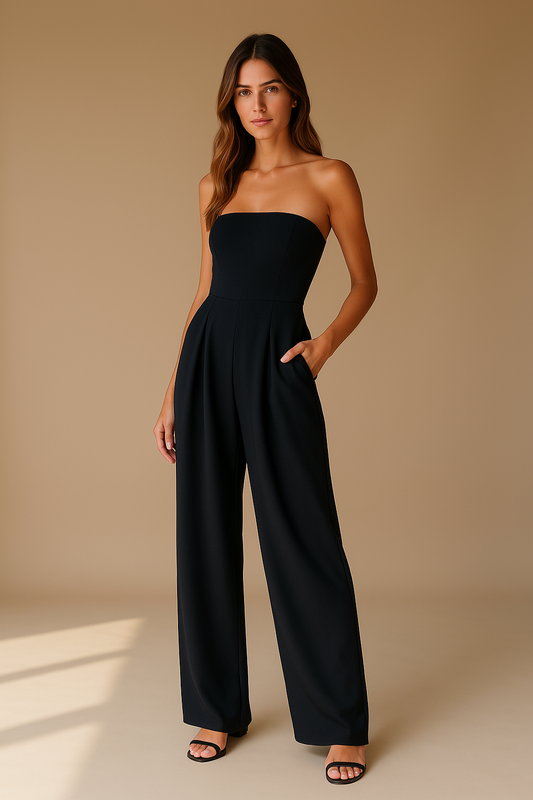 Maaike | Women Elegant Strapless Wide Leg Jumpsuit Casual Soft Fabric 1