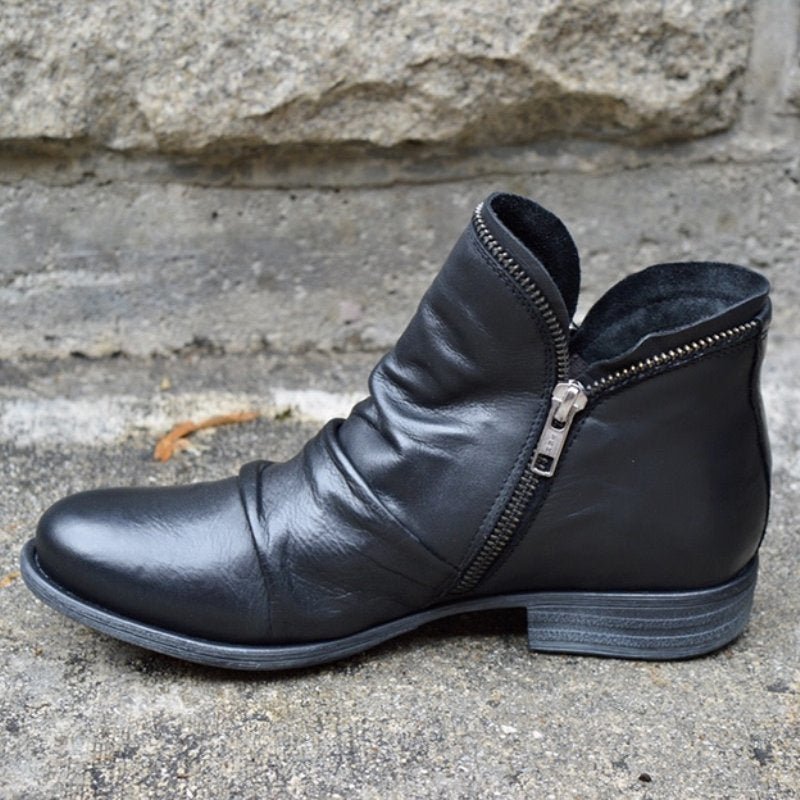 Makayla | Women Ankle Boots Slip On Flat Casual Faux Leather Footwear 1