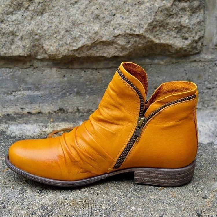 Makayla | Women Ankle Boots Slip On Flat Casual Faux Leather Footwear 2