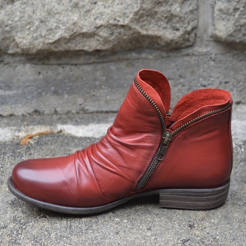 Makayla | Women Ankle Boots Slip On Flat Casual Faux Leather Footwear 3