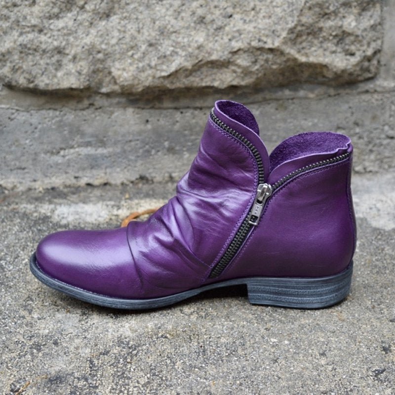Makayla | Women Ankle Boots Slip On Flat Casual Faux Leather Footwear 4