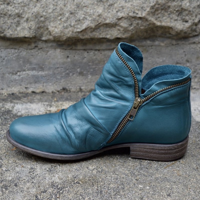 Makayla | Women Ankle Boots Slip On Flat Casual Faux Leather Footwear 5