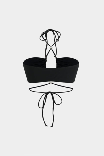 Meredith | Womens Elegant Bandeau Cut-Out High-Waisted Pearl Detail Bikini Set 3