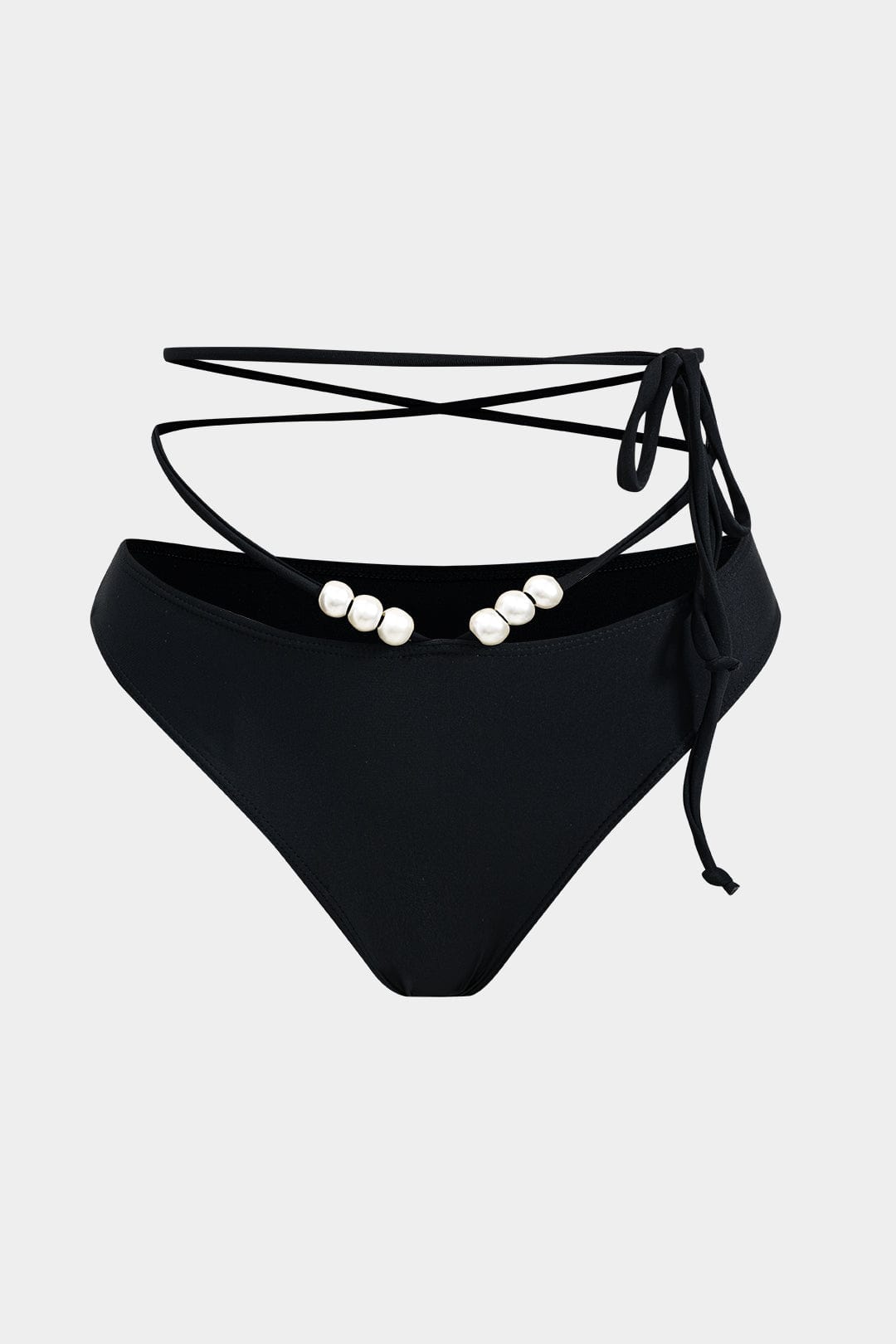 Meredith | Womens Elegant Bandeau Cut-Out High-Waisted Pearl Detail Bikini Set 4