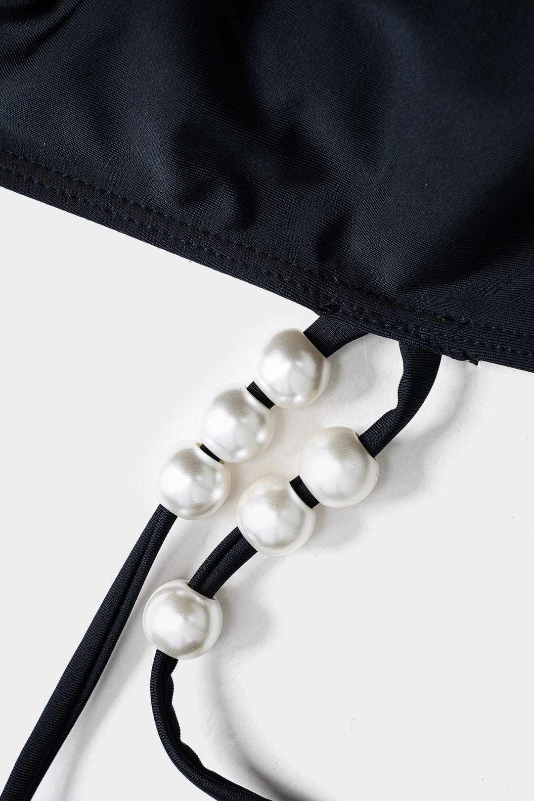Meredith | Womens Elegant Bandeau Cut-Out High-Waisted Pearl Detail Bikini Set 9