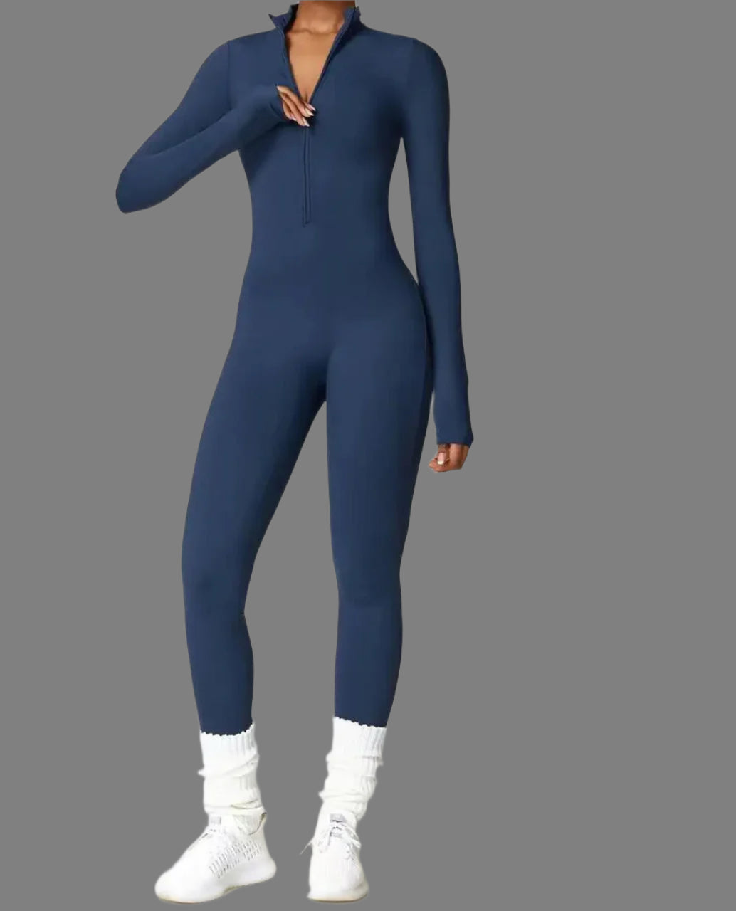 Mette | Women Seamless Slim Fit Jumpsuit Long Sleeve Deep V-Neck Casual 2